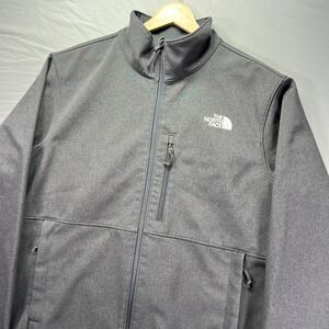 North Face Jacket Mens Large WindWall Soft Shell Gray Fleece Lined Windbreaker
